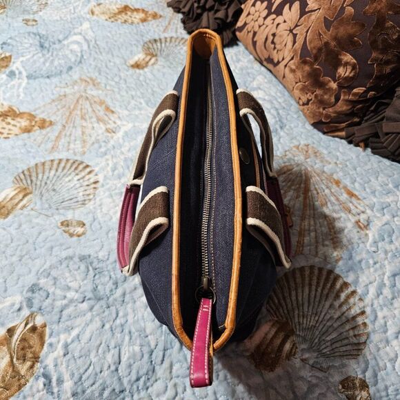 Rare! Vintage LARGE Y2k Coach Denim Tote Purse - Picture 7 of 9